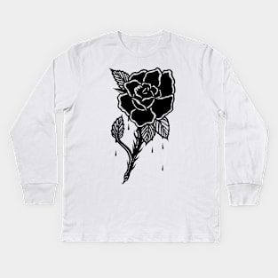 OLD IS COOL BLACK ROSE Kids Long Sleeve T-Shirt